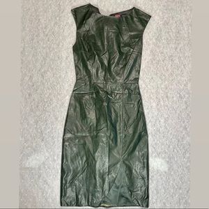 Green butter soft leather fitted dress